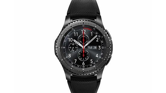 часы с круглым черным корпусом и хронографом с черным ремешком, Samsung Gear S 3 classic, умные часы, обзор, IFA 2016, HD обои HD wallpaper