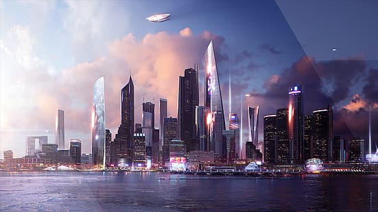 paisagem urbana, Detroit se tornou humana, videogames, futurista, HD papel de parede HD wallpaper