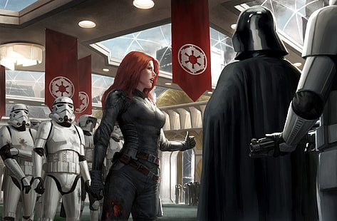 Star Wars animated wallpaper, stormtrooper, Darth Vader, artwork, Star Wars, Mara Jade, HD wallpaper HD wallpaper