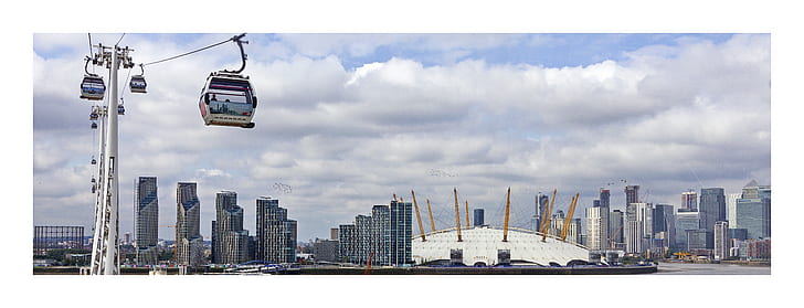 London, Tower Bridge, Tourism, landscape, photography, city, street view, building, skyscraper, cable car, cable cars, architecture, clouds, UK, British, River Thames, river, HD wallpaper