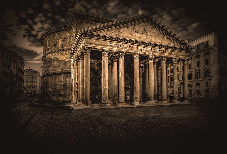 architecture, building, buildings, history, italy, monument, pantheon, rome, temple, HD wallpaper