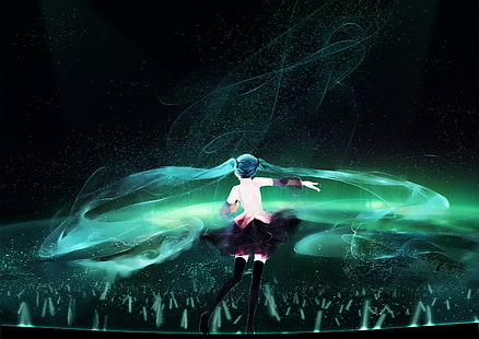 Hatsune Miku, altura da coxa, Vocaloid, HD papel de parede HD wallpaper