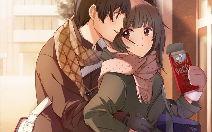 Anime, arte, chico, pareja, abrazos, taccomm, dos, mujer, Fondo de pantalla  HD | Wallpaperbetter