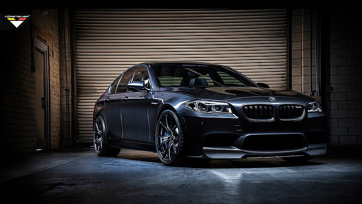 black BMW sedan, car, BMW, BMW M5, vehicle, HD wallpaper