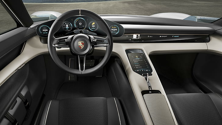 Porsche Taycan, coches eléctricos, superdeportivo, 800v, ​​interior, Fondo de pantalla HD