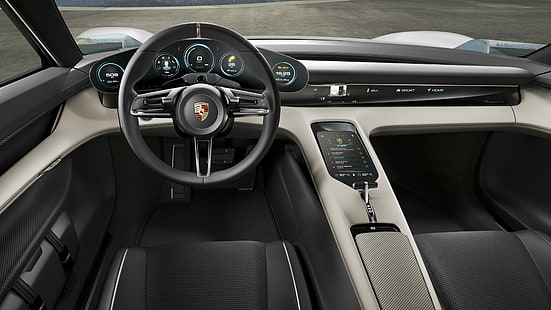 Porsche Taycan, Electric Cars, supercar, 800v, interior, HD wallpaper HD wallpaper