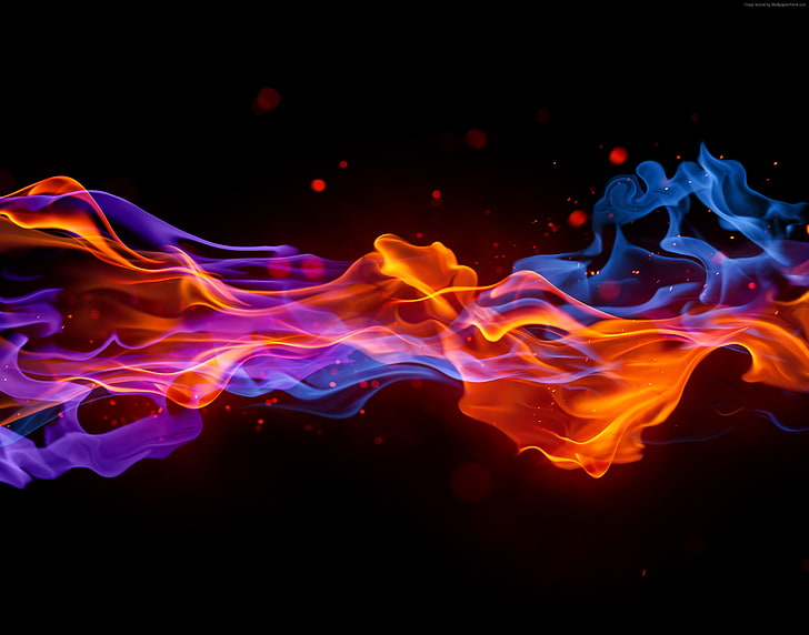 red, violet, fire, 5k, 4k, blue, background, HD wallpaper