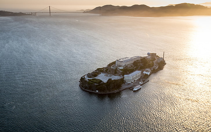 Pazifik, Sonnenuntergang, San Francisco, Insel, Gefängnis, Bucht, Alcatraz, HD-Hintergrundbild