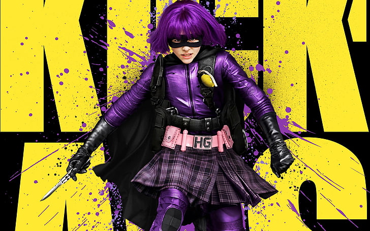 kostum ungu dan hitam perempuan, Kick-Ass, Hit Girl, Chloë Grace Moretz, Wallpaper HD