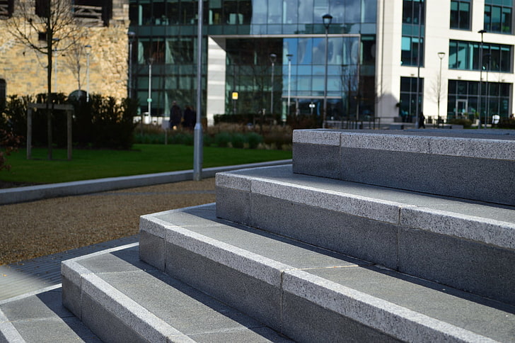 stairs, steps, Leeds, concrete, cityscape, HD wallpaper