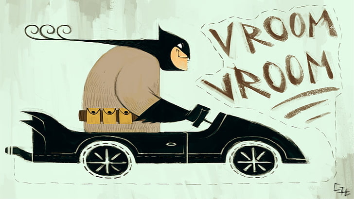 svartvitt sängram med biltryck, Batman, Batmobile, HD tapet