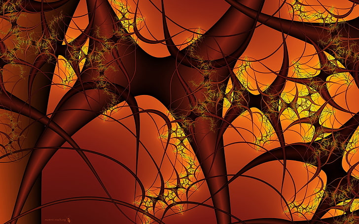 braune und gelbe Illustration, schwarz, orange, Blutgefäße, System, HD-Hintergrundbild
