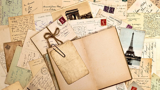 braunes Buch, Notizbuch, Papier, schreiben Postkarten, Erinnerungen, HD-Hintergrundbild HD wallpaper