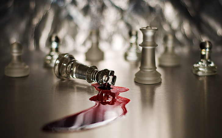 szklana figura szachowa, krew, szachy, figura, gra, Tapety HD