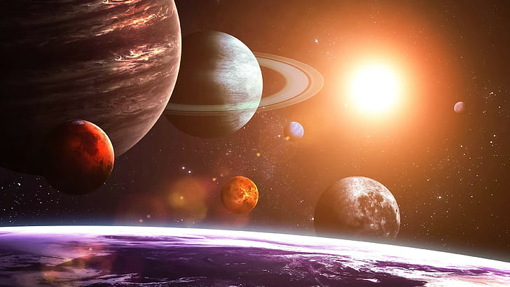 planet space solar system space art, HD wallpaper
