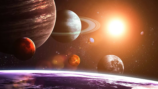 planeta espacio sistema solar arte espacial, Fondo de pantalla HD HD wallpaper