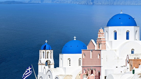 サントリーニ島、ギリシャ、都市景観、ギリシャ、サントリーニ島、 HDデスクトップの壁紙 HD wallpaper