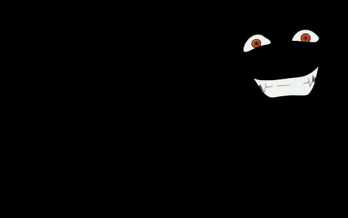 wallpaper anime mata merah tersenyum, minimalis, latar belakang hitam, Wallpaper HD HD wallpaper