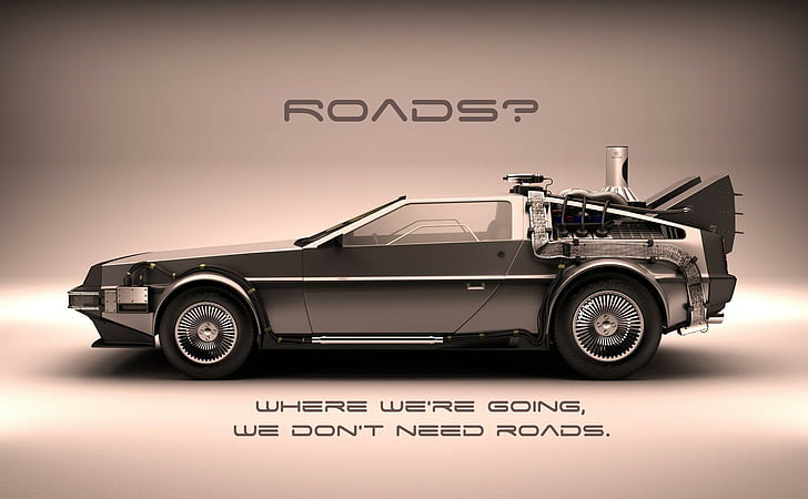 DeLorean, bil, Back to the Future, offert, filmer, fordon, typografi, HD tapet
