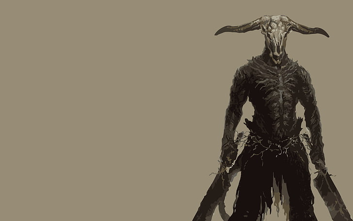 иллюстрация персонажа аниме, Темные души, Демон Капры, воин, фэнтези арт, HD обои