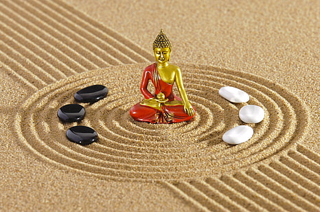 Bouddha, sable, statue, pierre, zen, Fond d'écran HD HD wallpaper
