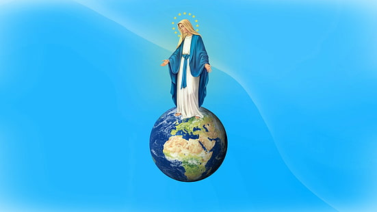 Дева Мария, небо, земля, мир, церковь, HD обои HD wallpaper