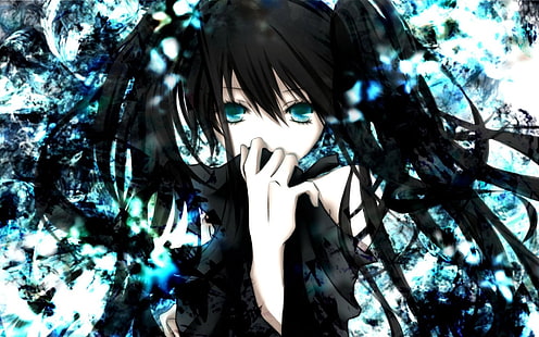 illustration de caractère anime féminin aux cheveux noirs, anime, filles anime, Black Rock Shooter, Fond d'écran HD HD wallpaper