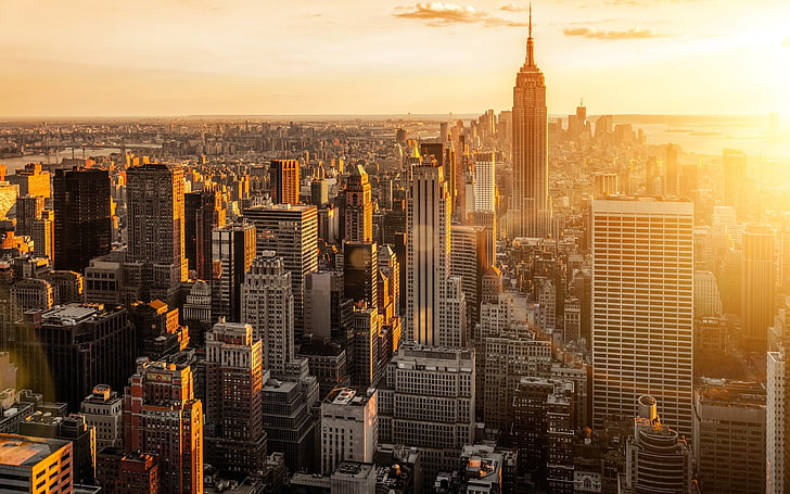 Обзор Нью-Йорка, город, Нью-Йорк, городской пейзаж, HD обои