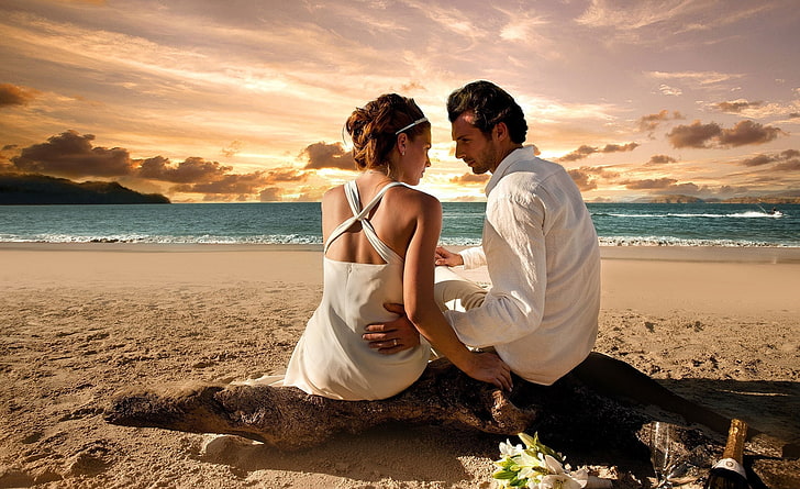Honeymoon, men's white long-sleeved top, Love, Honeymoon, HD wallpaper