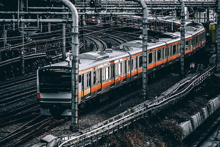 pociąg, stacja, kolej, Tokio, Japonia, Tapety HD