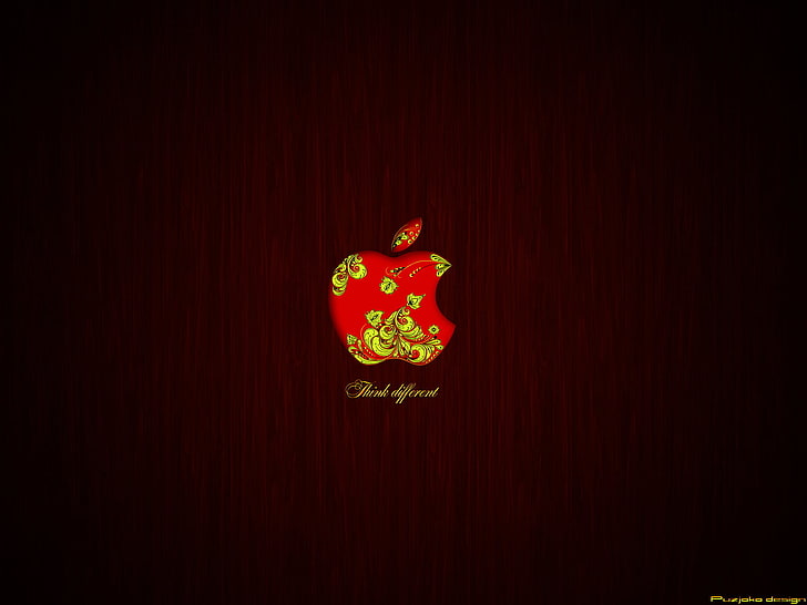 Red And Yellow Apple Logo Wood Hohloma Hd Wallpaper Wallpaperbetter - Red Apple Logo 4k Wallpaper