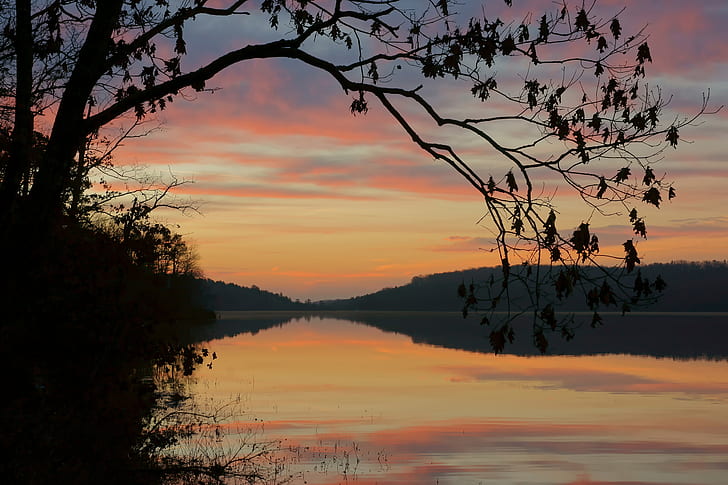 morning, Missouri, Mark Twain National Forest, Crane Lake, HD wallpaper