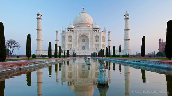 Taj Mahal e piscina refletora, Uttar Pradesh, Índia, Marcos históricos, HD papel de parede HD wallpaper