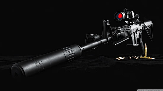 pistola, soppressori, munizioni, arma, fucile di precisione, Sfondo HD HD wallpaper