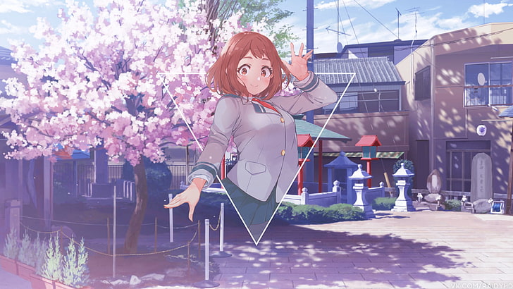 Anime girl, redhead, short hair, cherry blossom, Anime, HD wallpaper |  Wallpaperbetter