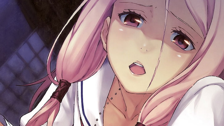 weiblicher Anime-Charakter mit weißem Hemd, Anime-Mädchen, Guilty Crown, Ouma Mana, rosa Haaren, HD-Hintergrundbild