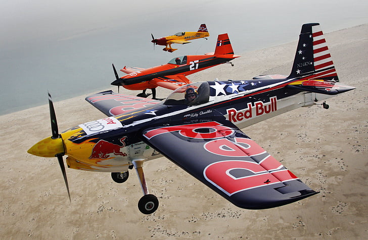самолет, самолет, бик, самолет, състезание, състезание, червено, червено бик въздушно състезание, HD тапет