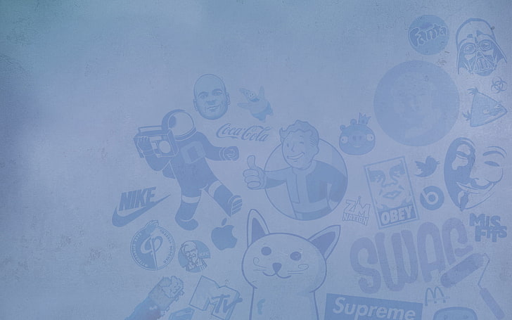 assorted-artwork poster, superman, fallout, nike, brand, obey, mcdonalds, supreme, HD wallpaper