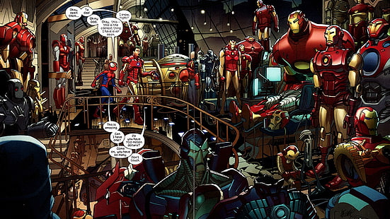 Papel de parede digital do Homem de Ferro, história em quadrinhos, Homem-Aranha, Homem de Ferro, Bender, HD papel de parede HD wallpaper