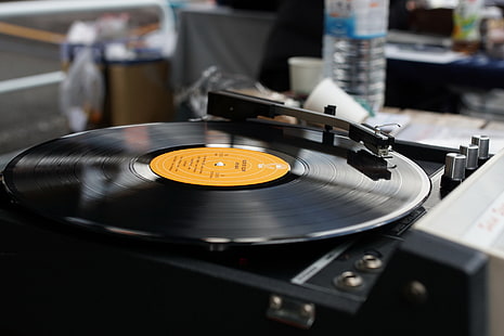 schwarzer Vinyl-Player, Plattenspieler, Vinyl, Schallplatte, HD-Hintergrundbild HD wallpaper