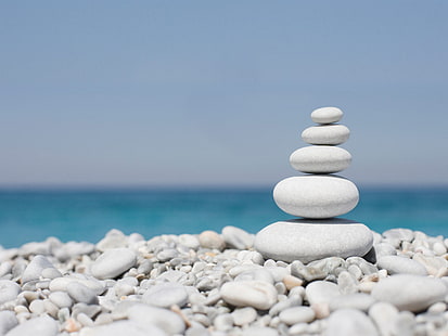 weiße Steinhaufen Steine, religiöse, Zen, Rock, HD-Hintergrundbild HD wallpaper