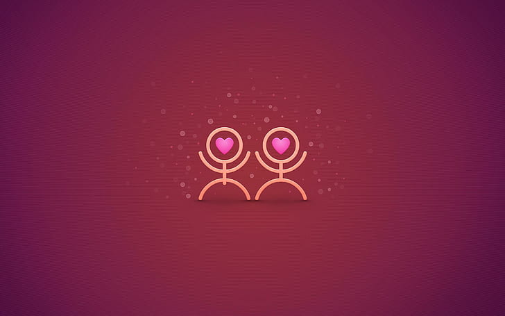 Heart Couple Feelings ความรักความรักคู่รักสีชมพูพื้นหลัง, วอลล์เปเปอร์ HD