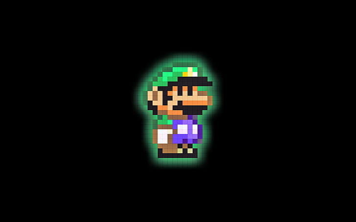 Mario Luigi 16-Bit Black HD, fondo de pantalla de luigi, videojuegos, negro, mario, bit, luigi, 16, Fondo de pantalla HD