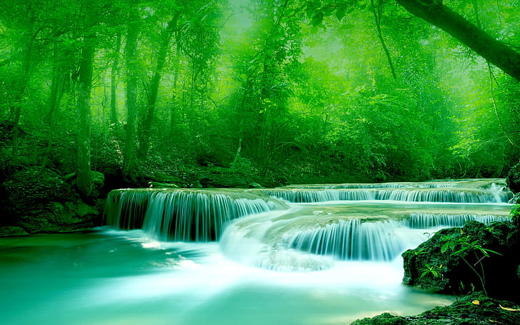 Tapety Rzeka, woda, skały, drzewa, zieleń Darmowe tapety do pobrania. Piękne tapety panoramiczne Hd 3d 2560 × 1600, Tapety HD