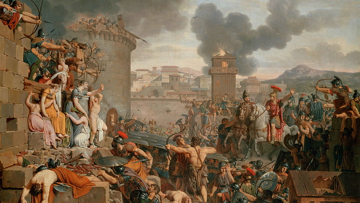 painting of war, ancient greece, painting, classical art, HD wallpaper