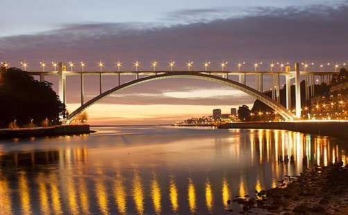 Понте Арабида - Порто - Португалия, кафяв мост, Европа, Португалия, HD тапет HD wallpaper
