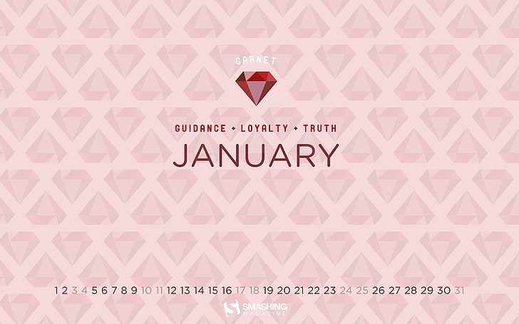 January Gem Garnet-January 2015 Calendar Wallpaper, pink background with text overlay, HD wallpaper