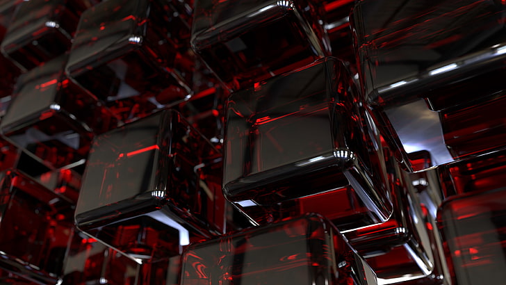 CGI, 4K, Cubes, Dark, HD wallpaper