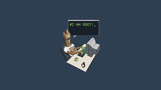 Linux, sudo, Groot, Root, Arch Linux, HD обои HD wallpaper