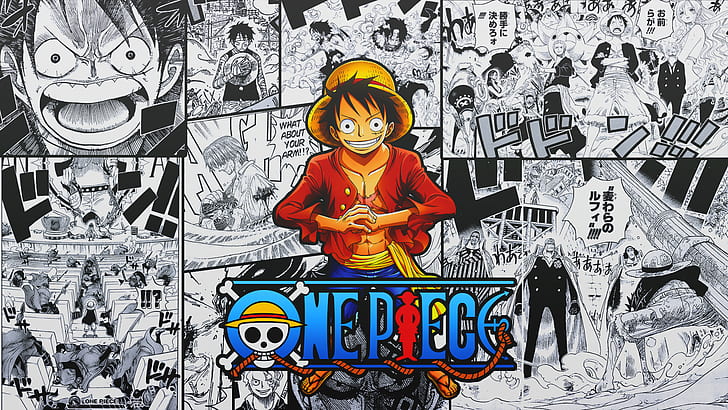 anime, One Piece, kapelusz, chłopcy z anime, Tapety HD